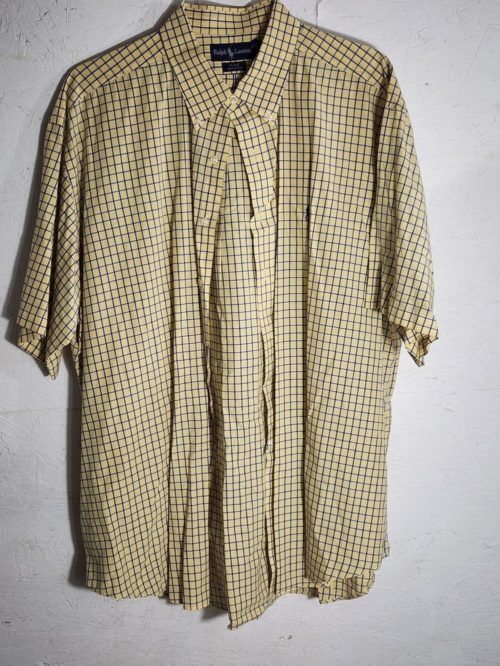 Ralph Lauren XXL Mens Long Sleeve Button Down Shirt Plaid Check Cotton